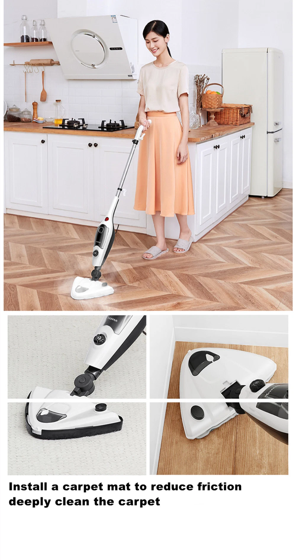 Detachable Handheld Steam Mop with 180 &Deg; for Powerful Cleaning