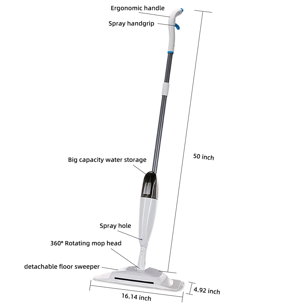 Spray Mop with Refillable Bottle and 2/3/4 Washable Wet Microfiber Pads Flat Mops