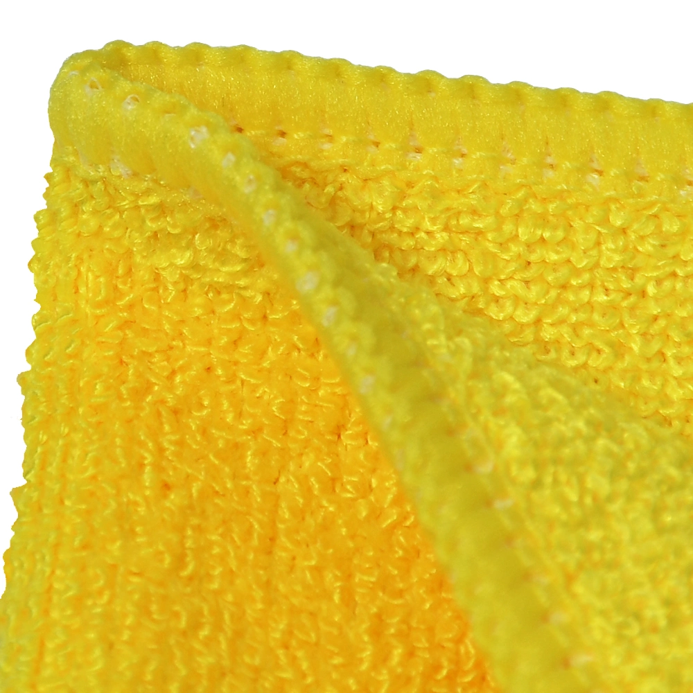 Super Absorbent Shining Yellow Weft Knitting Kitchen Towel with Hanging Loop