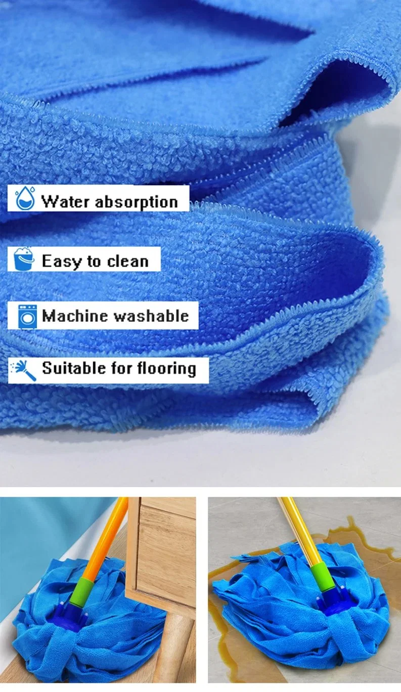 Household Floor Cleaning Products Rotating Plastic Mops Head Replaceable Absorbent Microfiber Strips Cloth Mop