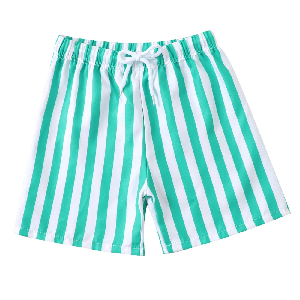 2-16y Boys Green/White Stripe Shorts Summer Teenage Big Boys Swimming Shorts Kids Boys Beach Shorts Children&prime;s Pants Clothing Recycled Polyester Microfiber