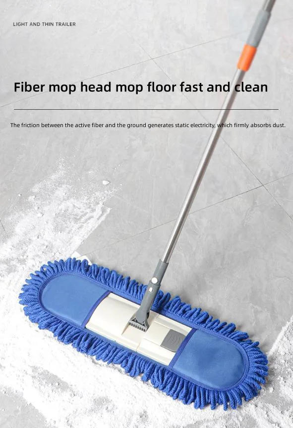 Telescopic Rod Folding Flat Mop Fiber Absorbent Clean Floor Replacement Mop Cloth