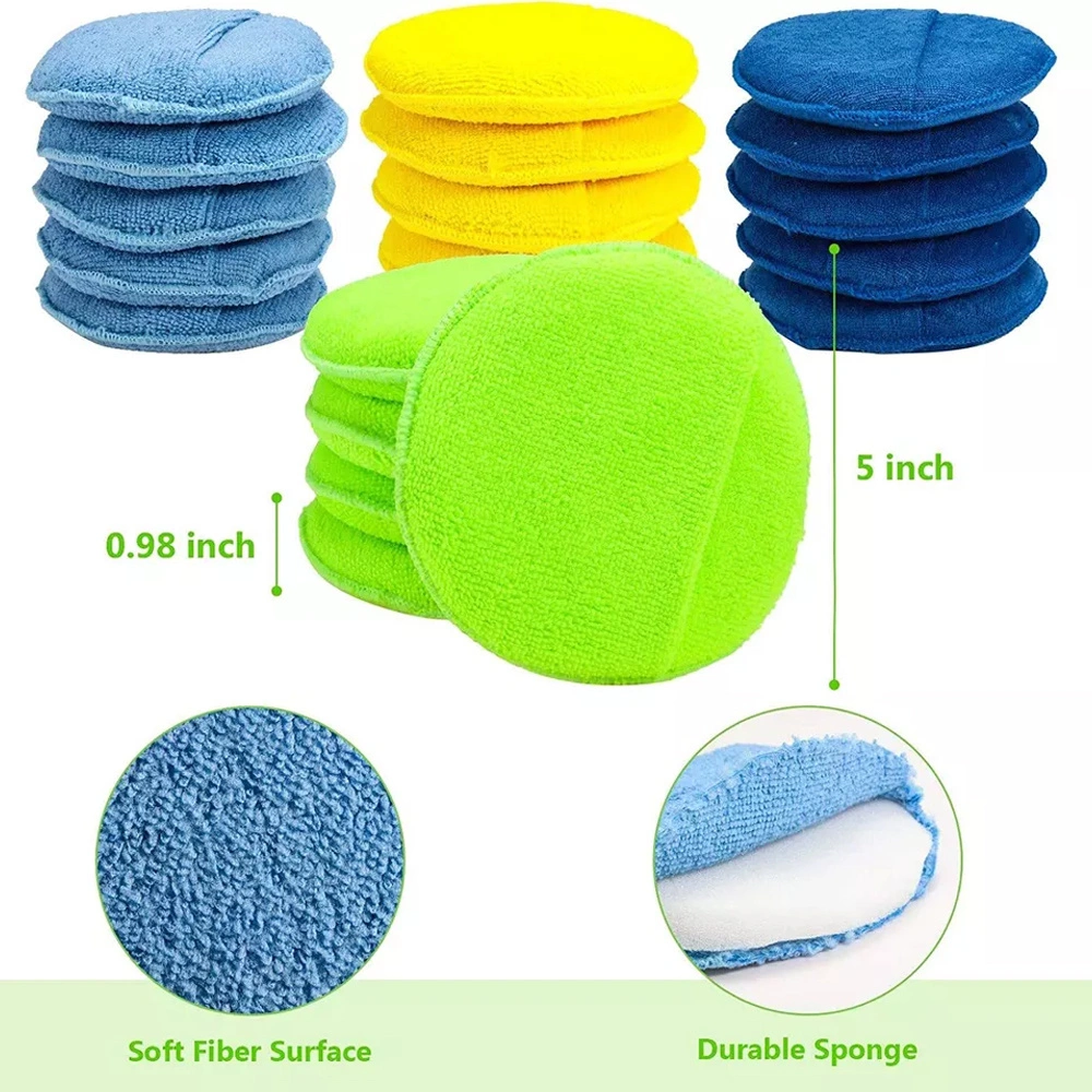 Good Quality Microfiber Applicator Microfiber Wax Foam Applicator Pads Microfiber Round Sponge Detailing Cleaning Pads