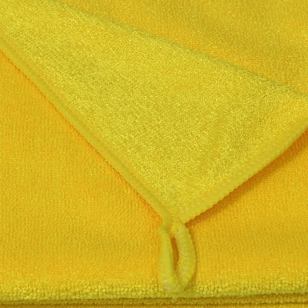 Super Absorbent Shining Yellow Weft Knitting Kitchen Towel with Hanging Loop