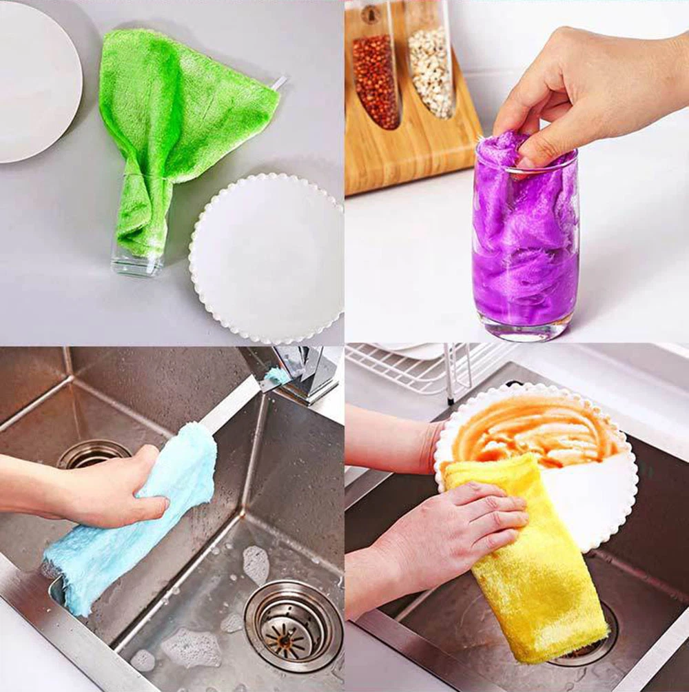 Durable Wholesale Wood Fiber Microfiber Cleaning Tea Dish Cloth Towel