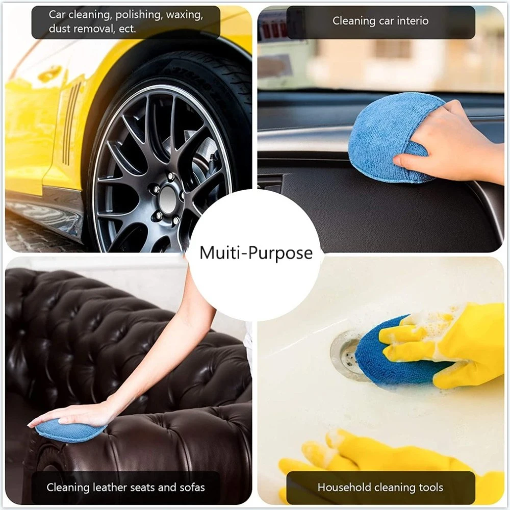 Good Quality Microfiber Applicator Microfiber Wax Foam Applicator Pads Microfiber Round Sponge Detailing Cleaning Pads