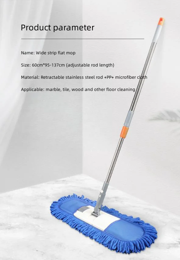 Telescopic Rod Folding Flat Mop Fiber Absorbent Clean Floor Replacement Mop Cloth