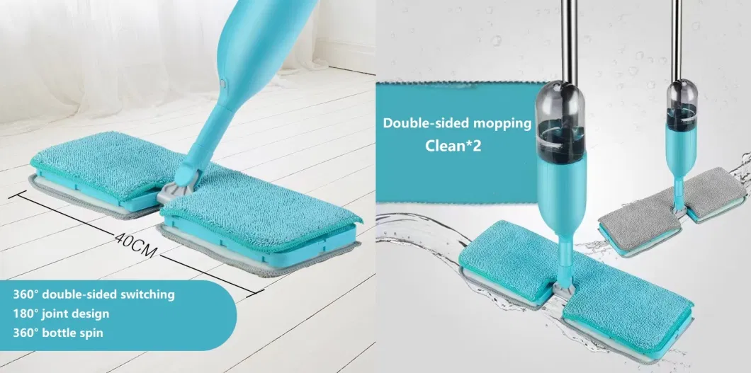 Spraying Flat Mop Double-Sided Microfiber Clothes Dry Wet Spray Mopping