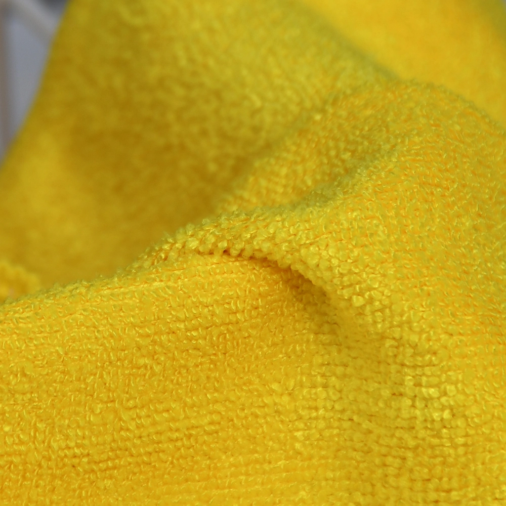 Super Absorbent Shining Yellow Weft Knitting Kitchen Towel with Hanging Loop