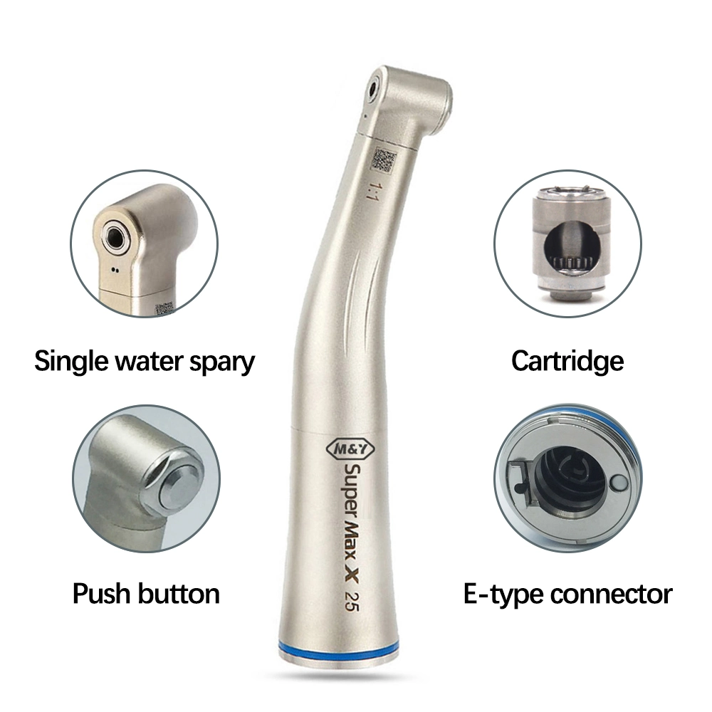 Dental 1: 1 Contra Angle Standard Head Push Button with Internal Water Spray Handle X25 Air Turbine Dentist Instrument Tools