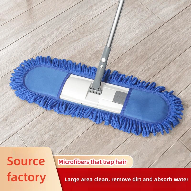 Telescopic Rod Folding Flat Mop Fiber Absorbent Clean Floor Replacement Mop Cloth