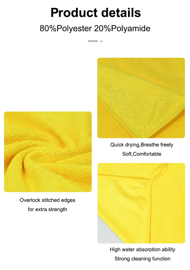 Super Absorbent Shining Yellow Weft Knitting Kitchen Towel with Hanging Loop