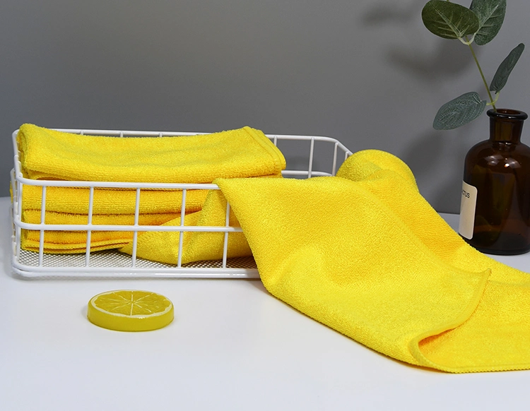 Super Absorbent Shining Yellow Weft Knitting Kitchen Towel with Hanging Loop