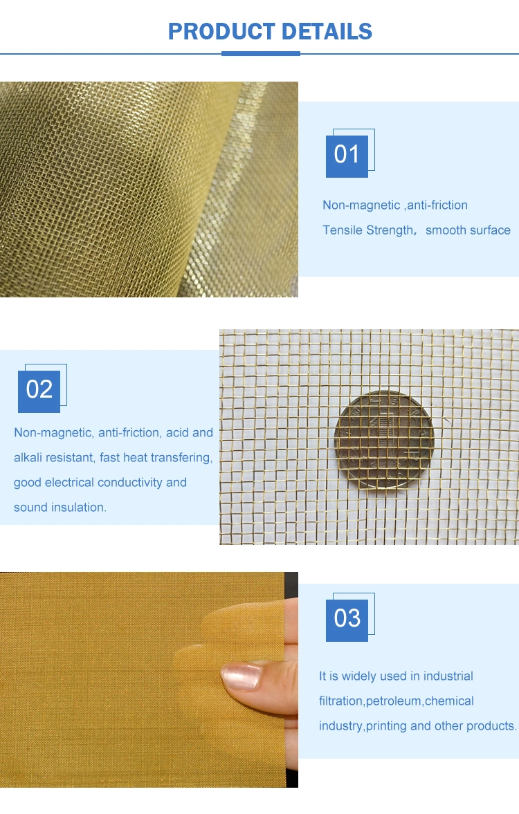 #20 30 40 50 60 70 90 100 Brass Screen Wire Mesh Filter Cloth