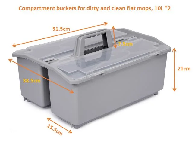 2*10L Clean Dirty Compartment Bucket 20L Flat Mop Cleaning Bucket