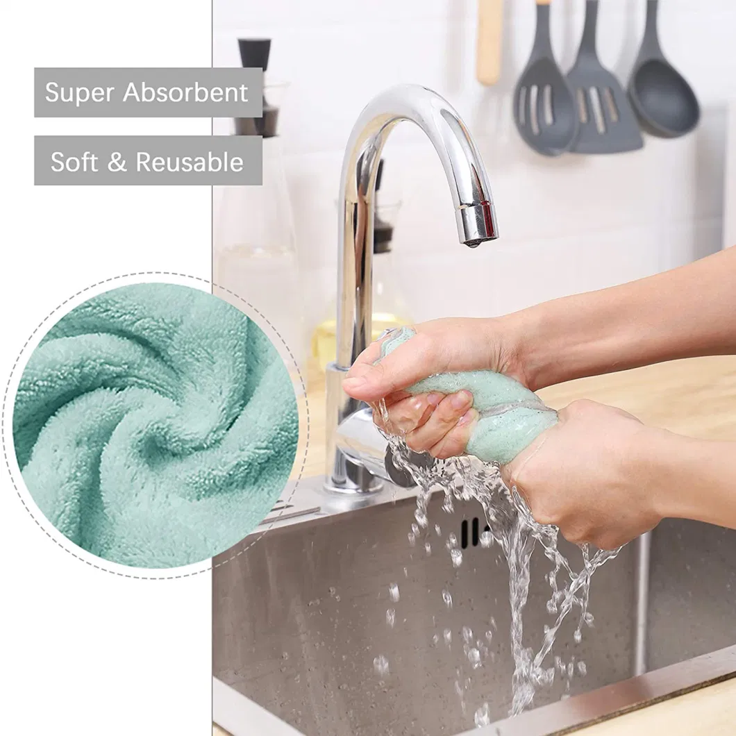 Black Highly Absorbent Car Bathroom Kitchen Dishes Glass Microfiber Cleaning Towel Cloths 6