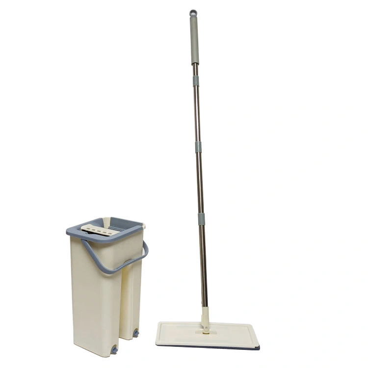 Hand Free Wringing Floor Cleaning Microfiber Mop Pads Wet or Dry Usage on Hardwood Laminate Tile Squeeze Mop and Bucket