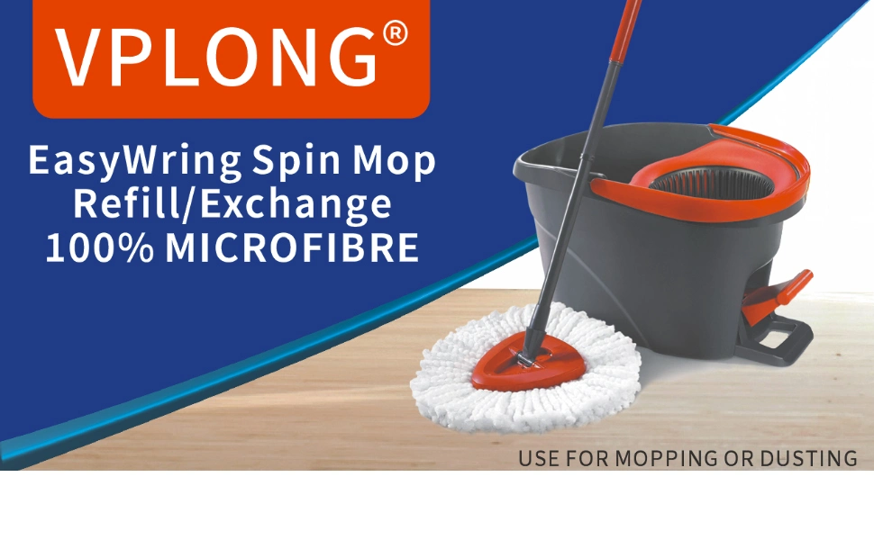 Spin Mop Replacement Head Easywring Mop Refills with Base Compatible with Vileda Triangle Spin Mop