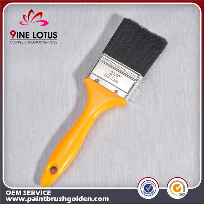 High Quality Black PBT Material Head with Yellow Plastic Handle Paint Brush