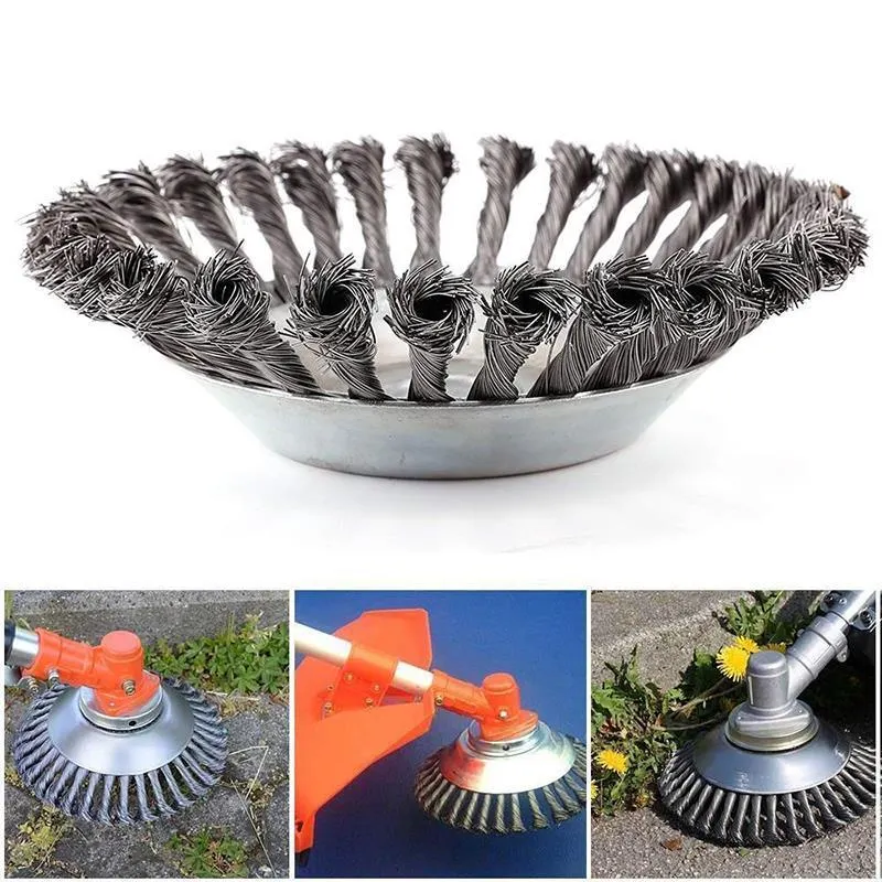 6 Inch Steel Wire Wheel Garden Weed Brush Lawn Mower Grass Eater Trimmer Brush Cutter Tools Garden Grass Trimmer Head Weed Brush