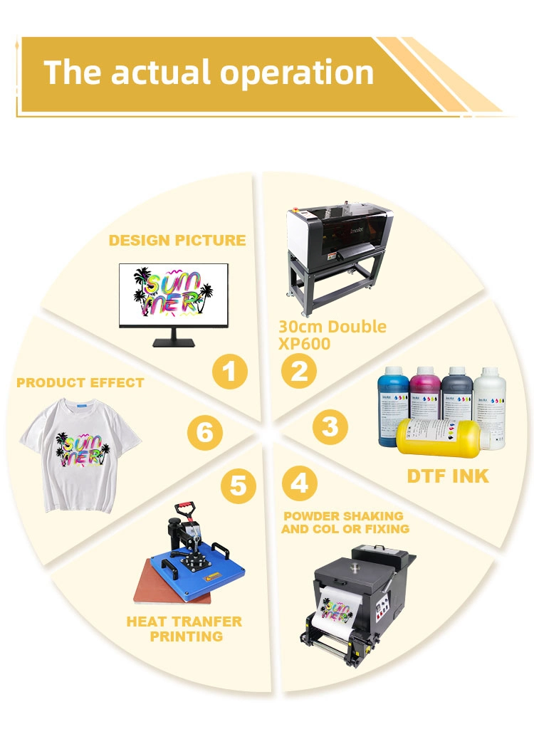 A3 Dtf Pet Printing Machine Dual XP600 Printheads with Powder Shaker