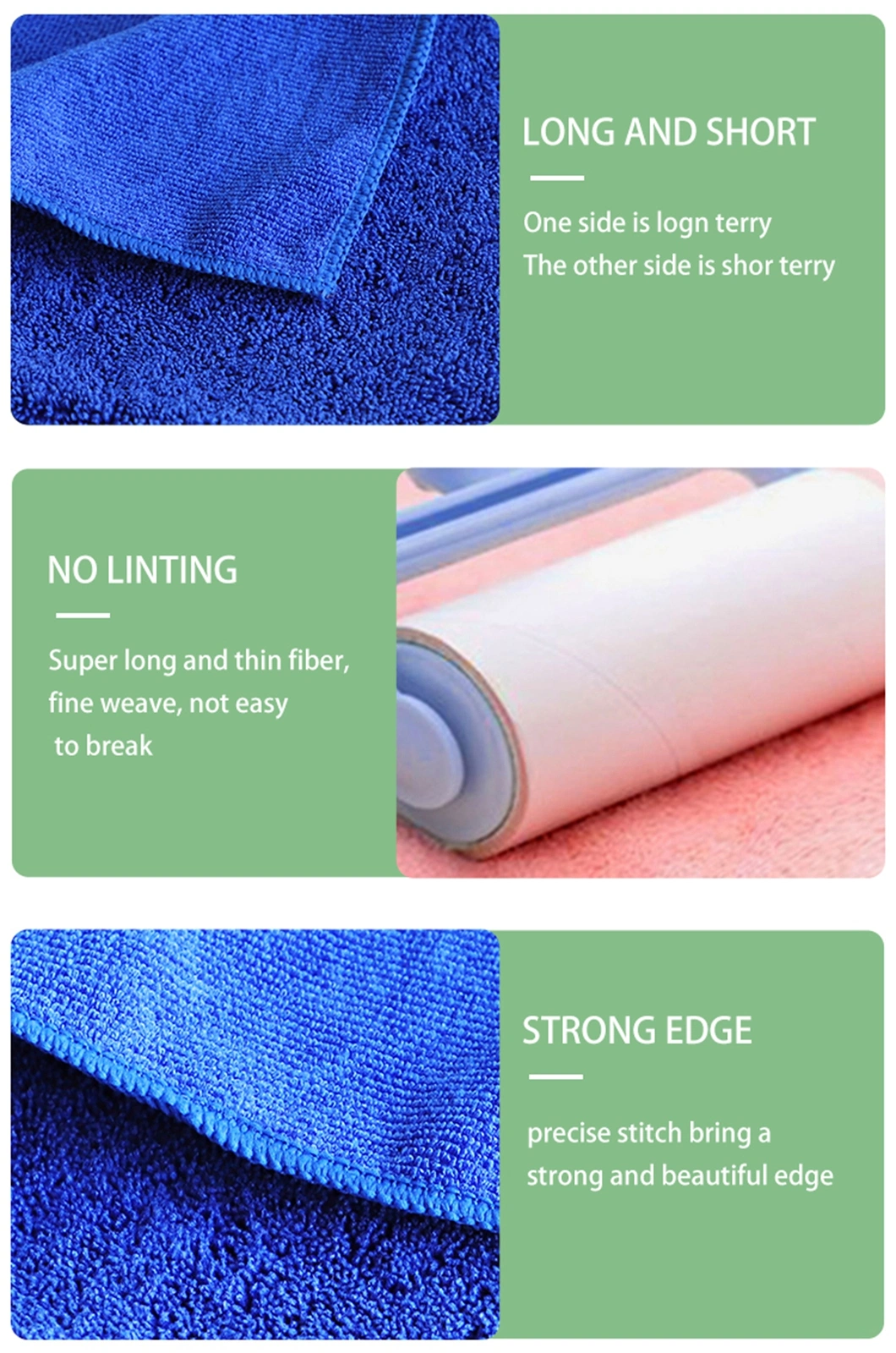 OEM Detailing Long Short Pile 400GSM 40X40 Car Microfibre Towel Microfiber Cleaning Cloth with Edgeless