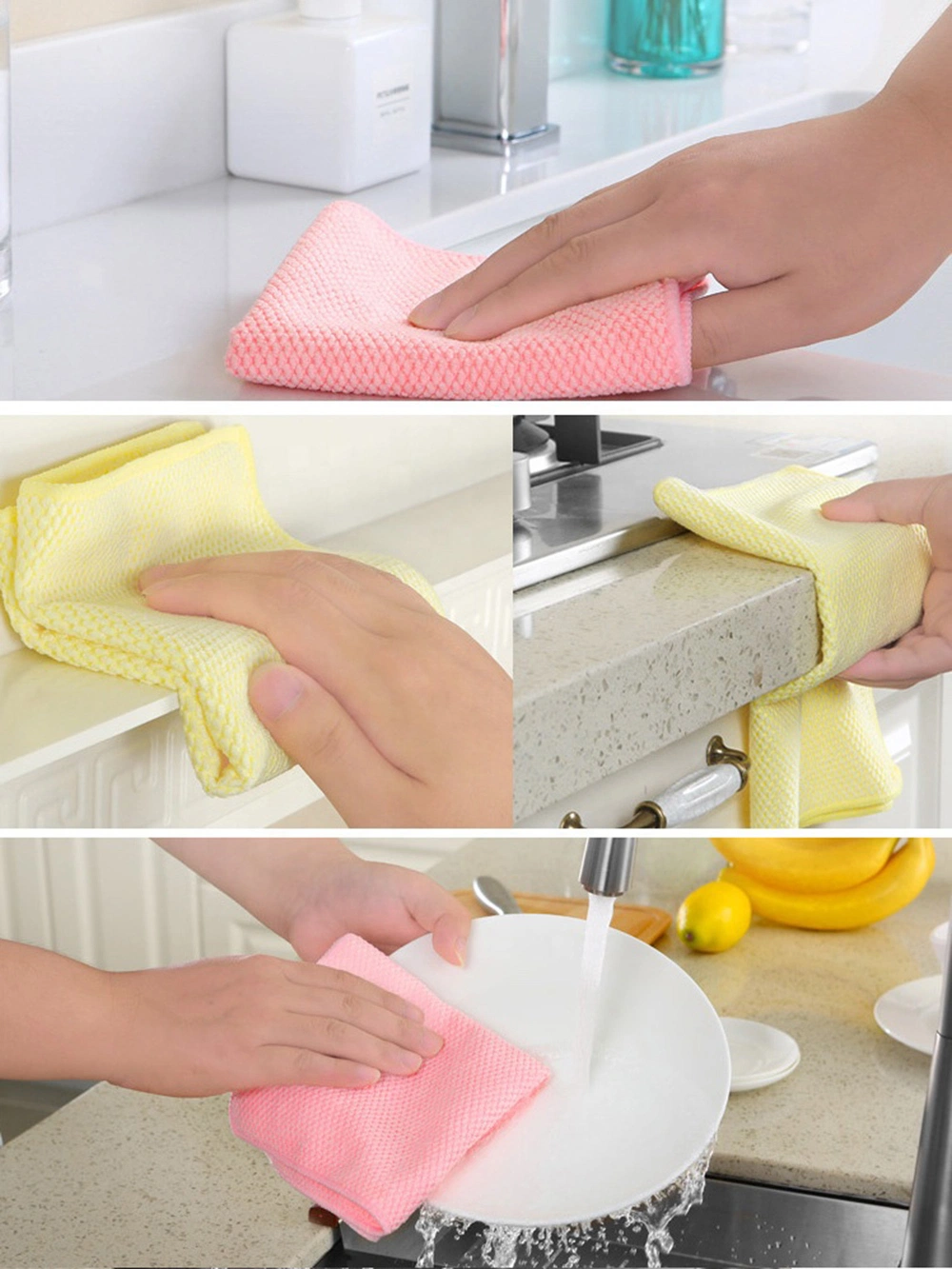 Custom Household Microfibre Cleaning Cloth Dishcloths Car Microfiber Cleaning Cloth