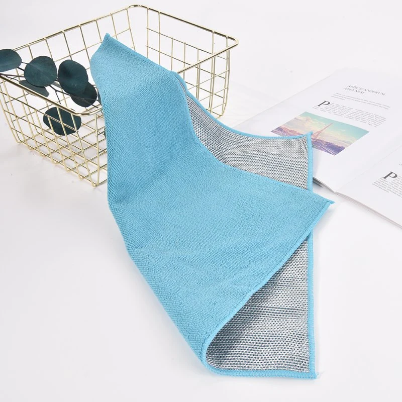 Customized Silver Wire Microfiber Household Kitchen Dish Cleaning Cloth