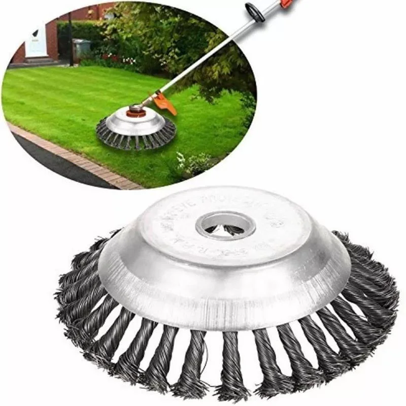 6 Inch Steel Wire Wheel Garden Weed Brush Lawn Mower Grass Eater Trimmer Brush Cutter Tools Garden Grass Trimmer Head Weed Brush