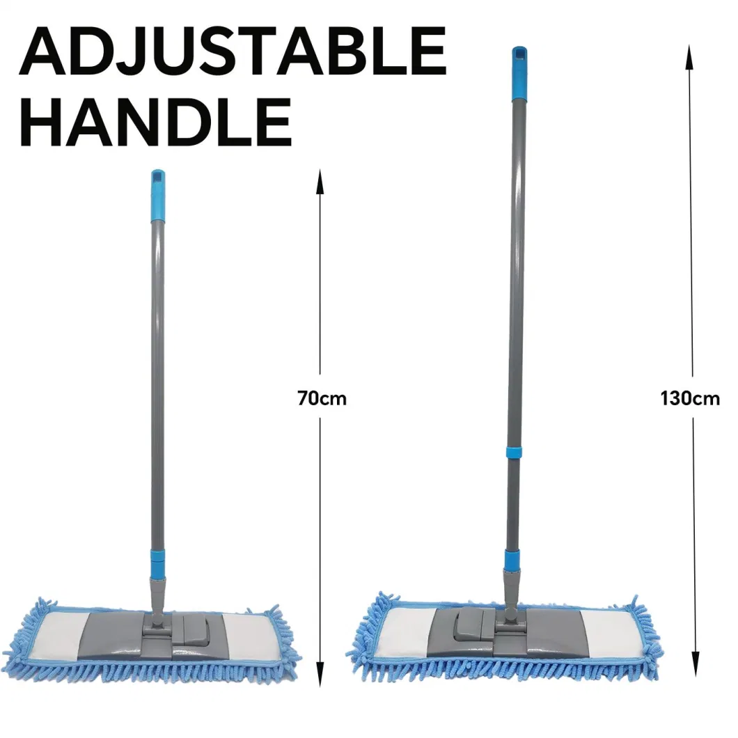 Chenille Microfiber Flat Mop Floor Cleaning Mop, Wet Dry Used Mop Household Dust Mop, Manufacturer Customize Colors with Telescopic Handle