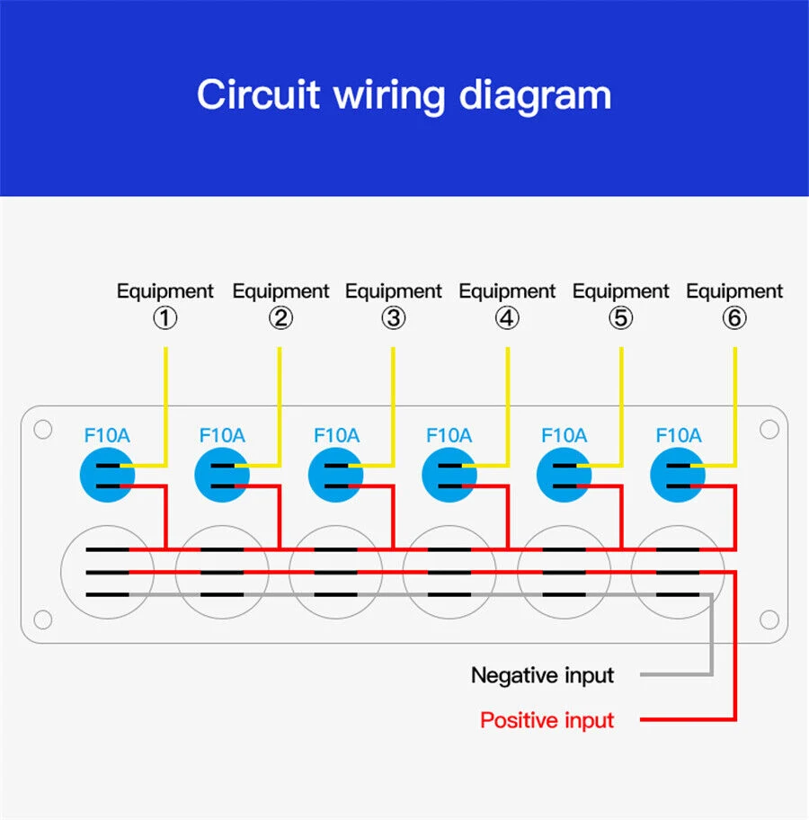 6 Gang Toggle Switch Control Panel for Car Boat Marine RV Truck Waterproof W/LED