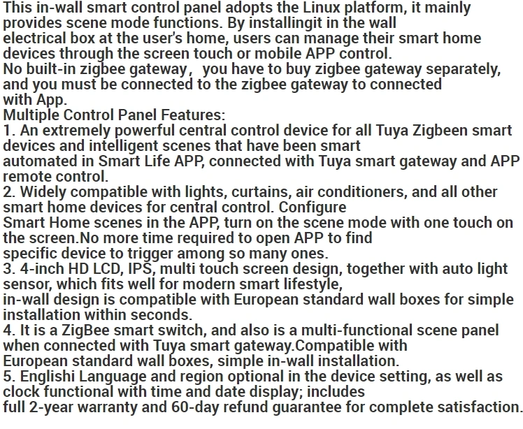 Control Panel Switch Zigbee Control Smart Devices Smart Home