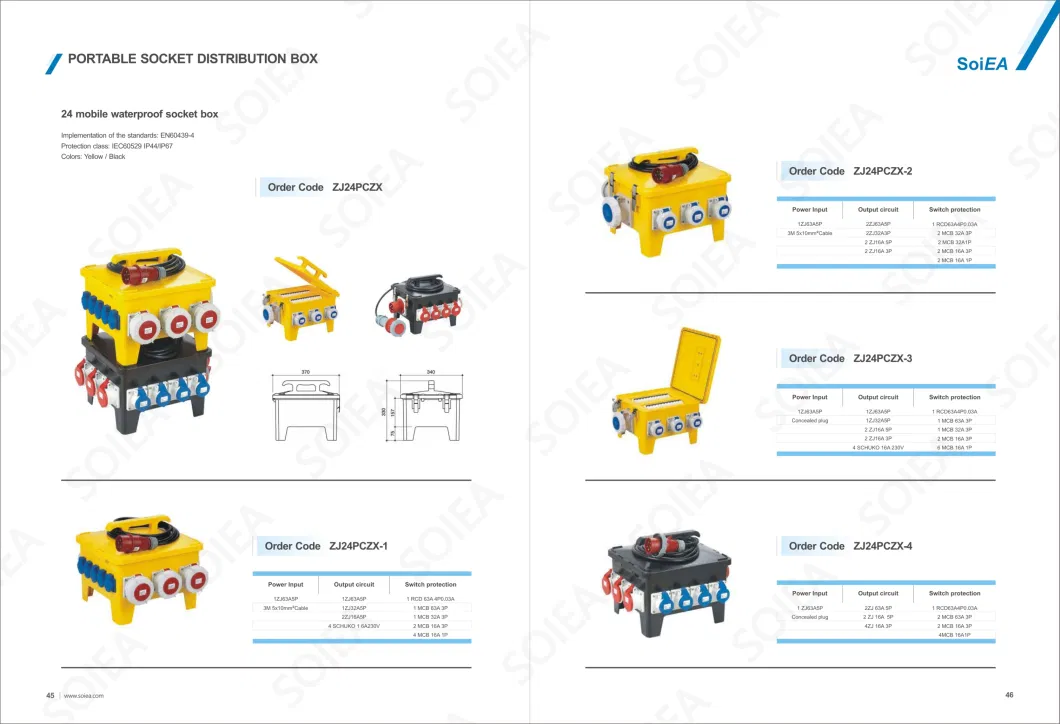 Waterproof Electrical Box Mobile Power Portable Distribution Boards China Brand Waterproof Socket Junction Box Industrial Plastic Material