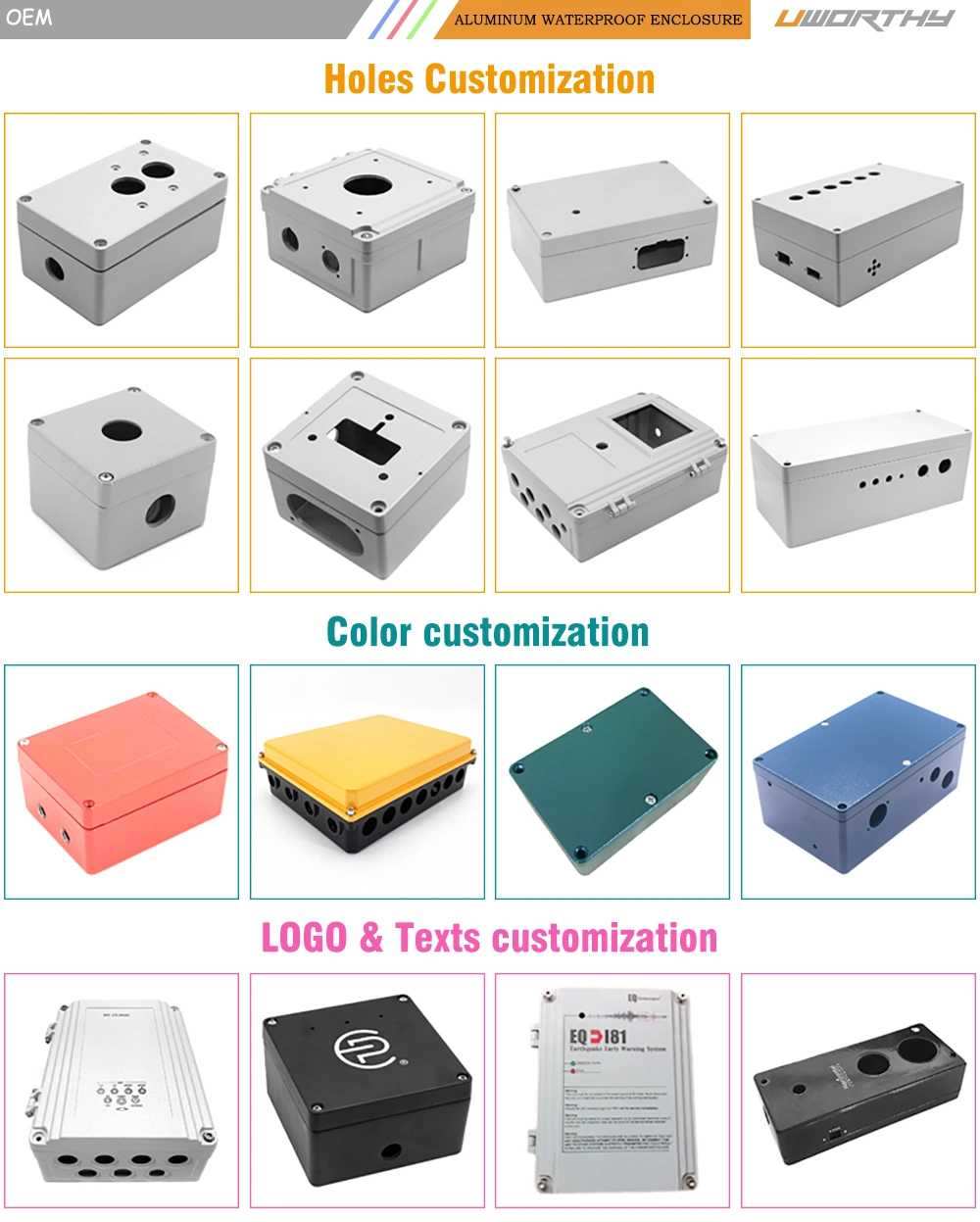 200X130X78 mm Aluminum Die Casting Showerproof Electrical Box Enclosure