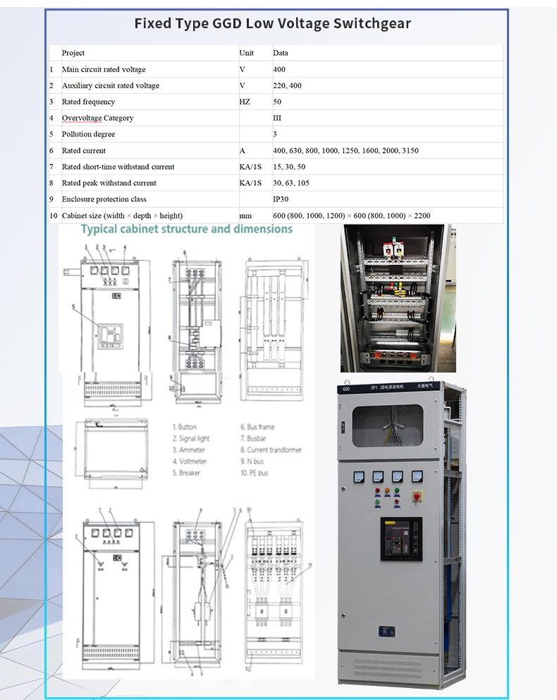 Low Voltage Mcc Withdrawable Switchgear Cabinet Substation Switchgear