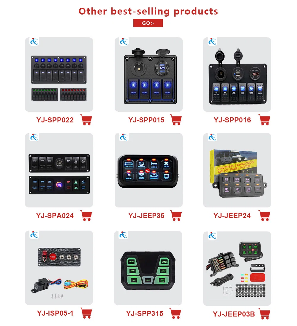 12V 24V Aluminum Boat Marine 6 Gang Car Switch Panel with Circuit Control Relay