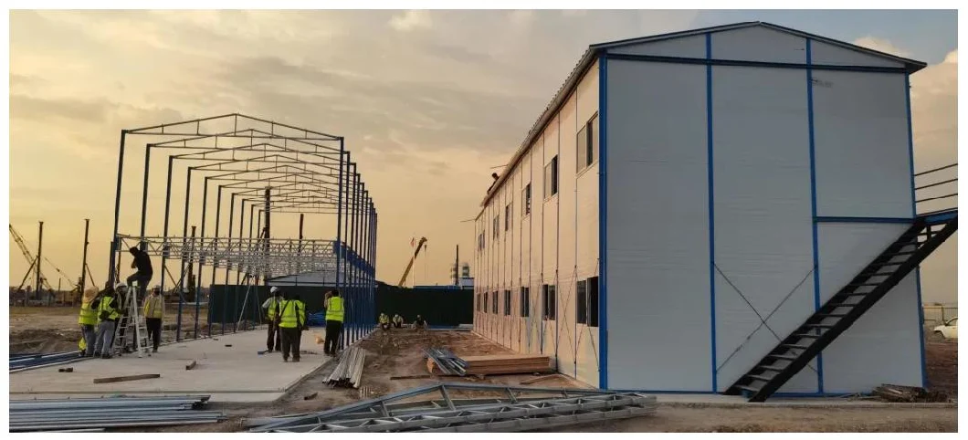 Temporary Steel Structure+Sandwich Panel for Prefabricated Home Kits K Type Prefab House