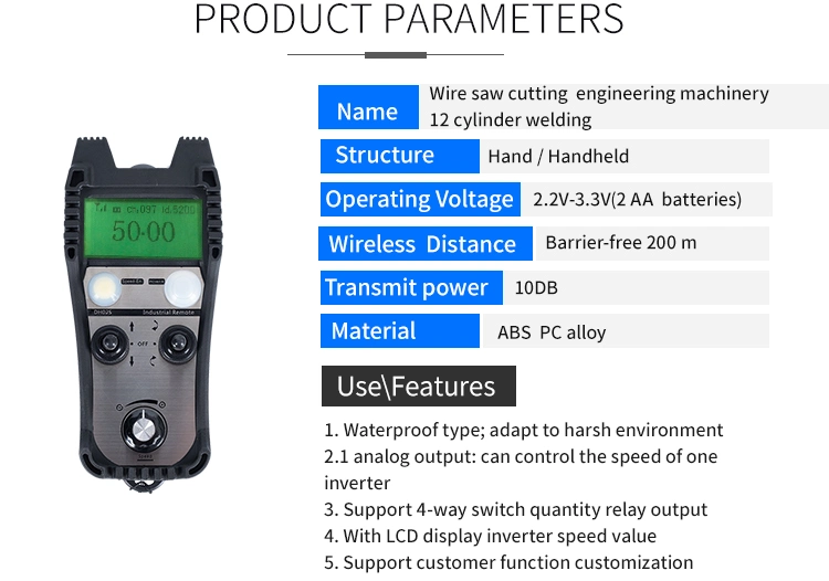 Industrial Radio Remote Control for Mining Equipment Wire Saw Electric Panel Customizable