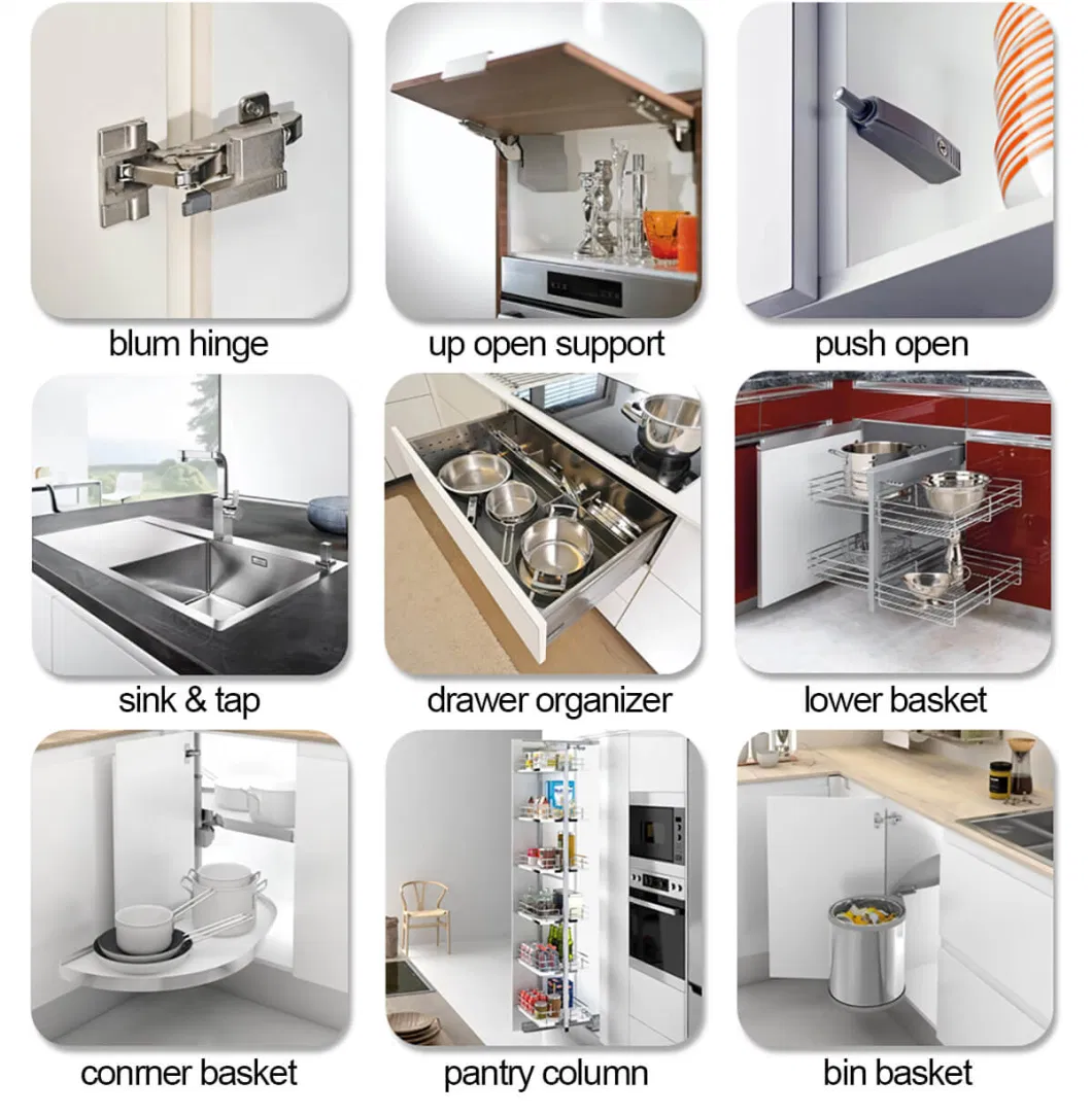 PA Temperature Control Panel of New Luxury Zambia Solid Wood White Glossy Silver Kitchen Cabinet