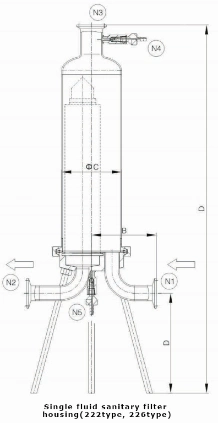 Beer Filtering System Stainless Steel Single Core Micro Cartridge Filter Housing