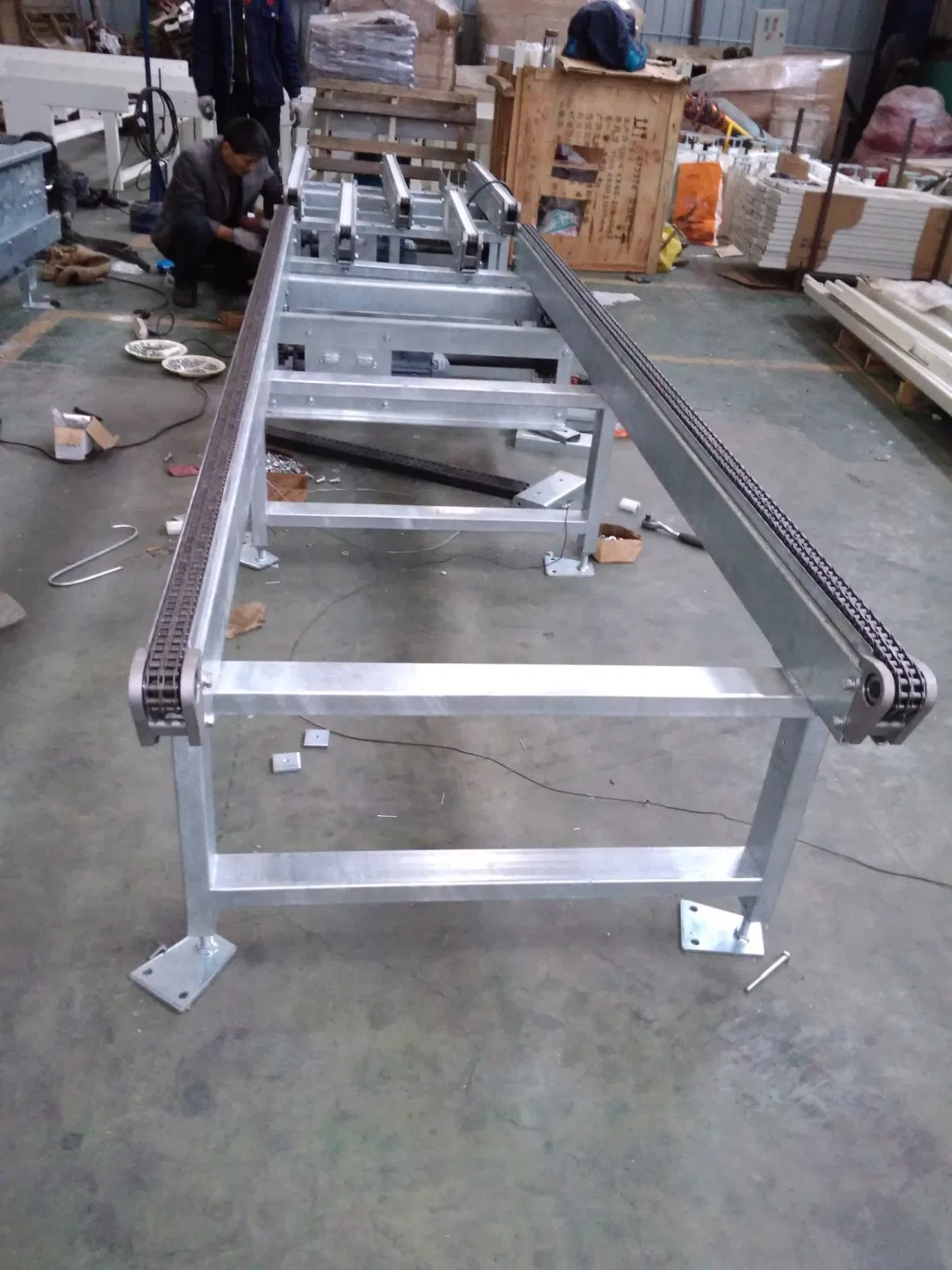 Motorized Heavy Duty Industrial Pallet Chain Conveyor Line