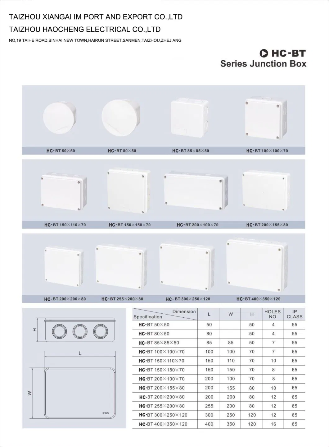 Hc-Bt 80*50mm IP65 Waterproof Junction Box Electrical Box Connection