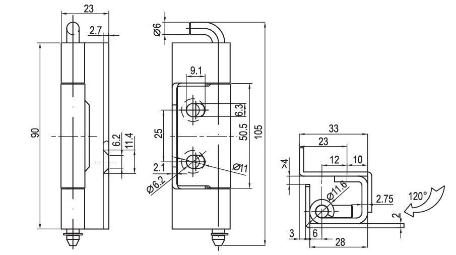 Cl201-2 Stainless Steel Hidden Hinge Industrial Electric Cabinet Door Concealed Hinge Power Distribution Switch Cabinet Control Box Hinge