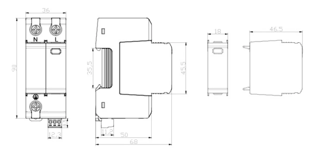 20ka 1p+Npe Type 2+3 Surge Protective Devices (SPD) Class 2