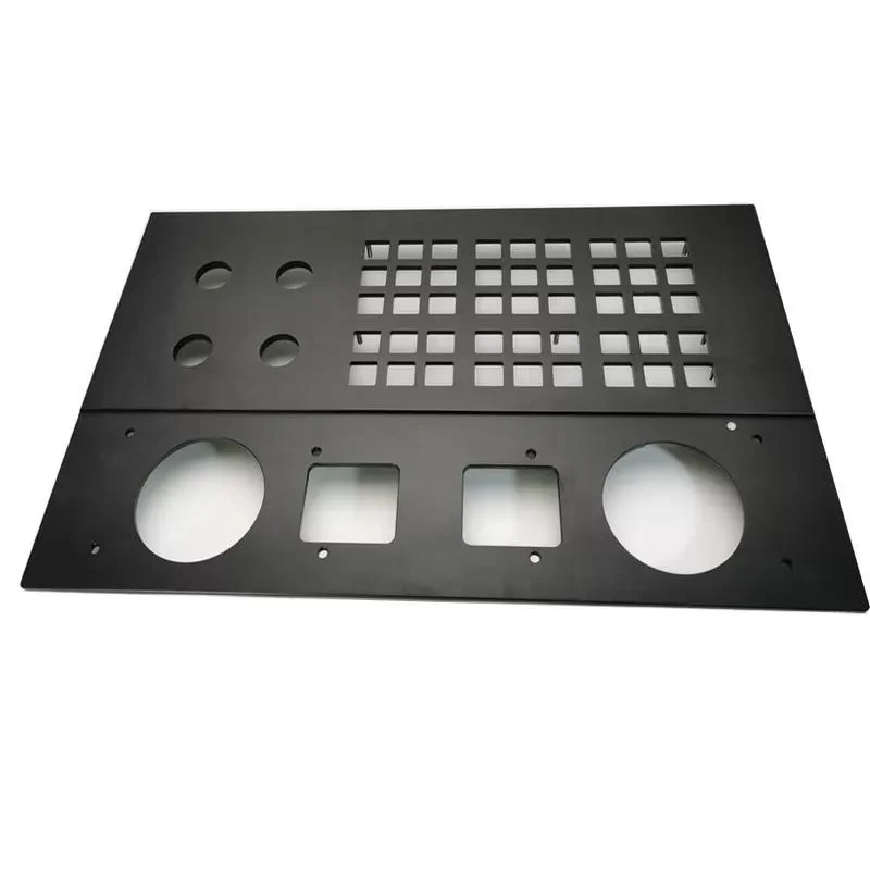 OEM Manufacturer Laser Cutting Service Sheet Metal Fabrication Parts Black Aluminum Faceplate Control Panel