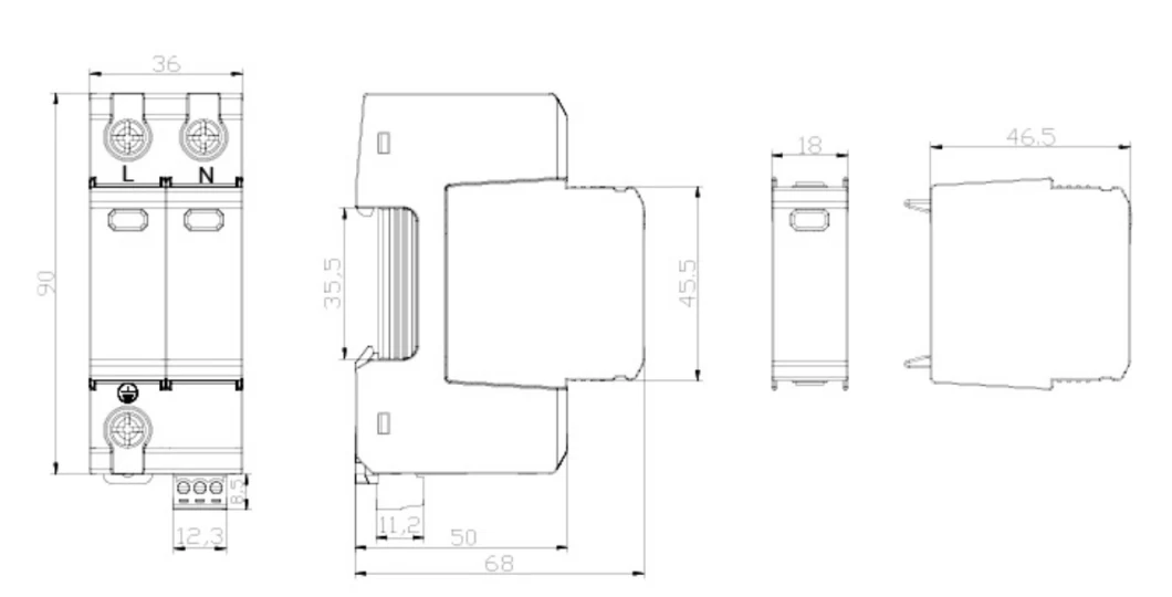 20ka 1p+Npe Type 2+3 Surge Protective Devices (SPD) Class 2