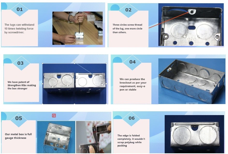 Electrical Concealed Box Metal Junction Box 3X3 Back Box Galvanized Steel Sheet 25/35/47mm 0.5-1.2mm 3*3 3*6