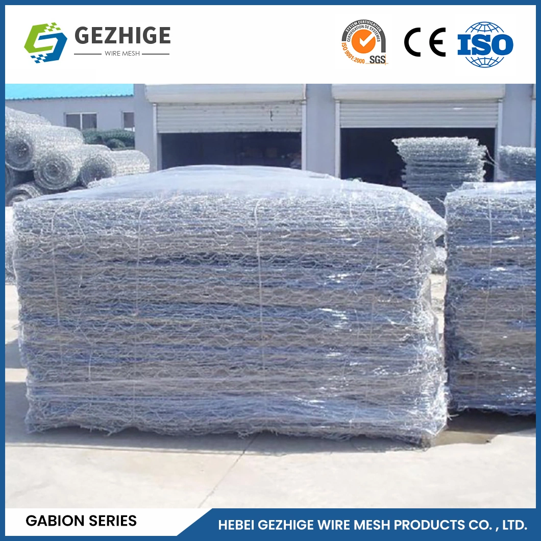 Gezhige 60X80 mm Stone Gabion Box Manufacturers 3.0-4.0mm Selvedge Wire Thickness Industries Galvanized PVC Coated Gabion China Hexagonal Woven Gabions Box