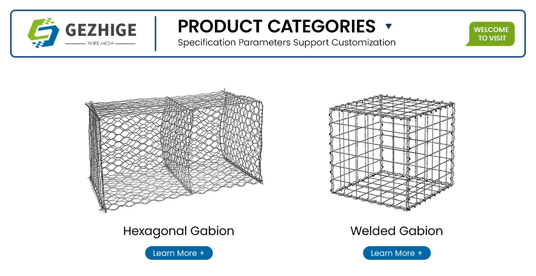 Gezhige 60X80 mm Stone Gabion Box Manufacturers 3.0-4.0mm Selvedge Wire Thickness Industries Galvanized PVC Coated Gabion China Hexagonal Woven Gabions Box