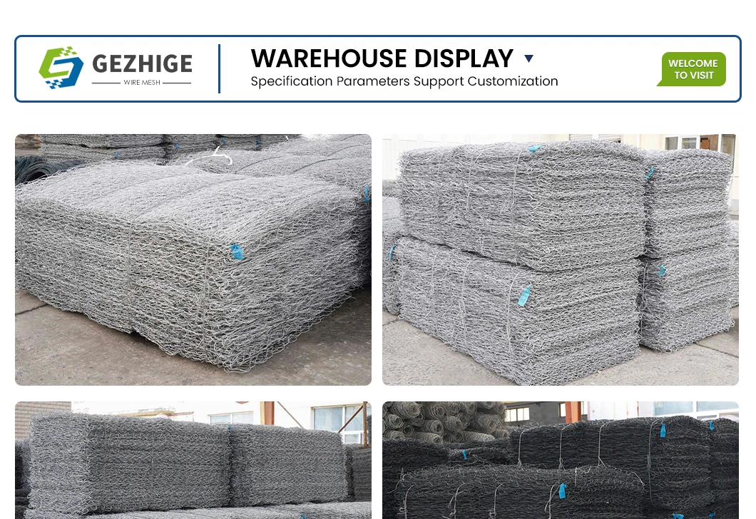 Gezhige 60X80 mm Stone Gabion Box Manufacturers 3.0-4.0mm Selvedge Wire Thickness Industries Galvanized PVC Coated Gabion China Hexagonal Woven Gabions Box